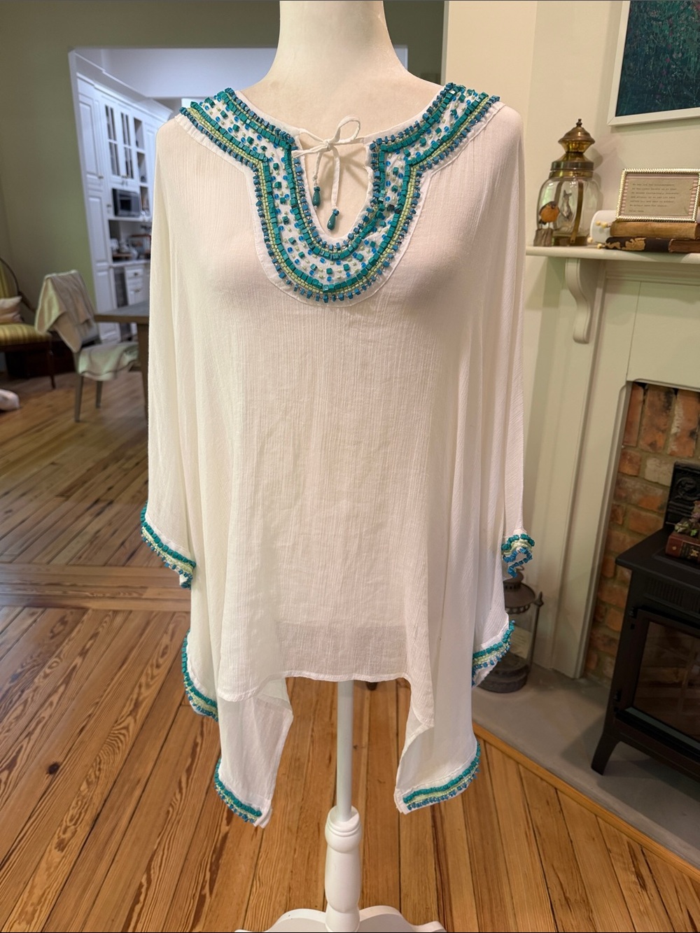 Chico’s caftan style beasded cover up! OSFA
NWT